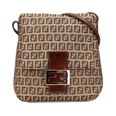 フェンディ ズッキーノ ショルダーバッグ 8BT075 ブラウン キャンバス レザー レディース FENDI 【中古】